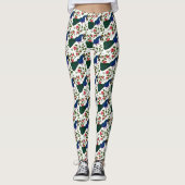 Süßes Vogel-Blumenmuster | Farbiger blauer Vogel m Leggings (Vorderseite)