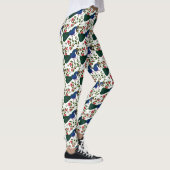 Süßes Vogel-Blumenmuster | Farbiger blauer Vogel m Leggings (Rechts)