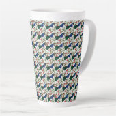 Süßes Vogel-Blumenmuster | Farbiger blauer Vogel m Milchtasse (Rechte Ecke)