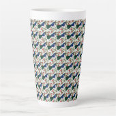 Süßes Vogel-Blumenmuster | Farbiger blauer Vogel m Milchtasse (Vorderseite)