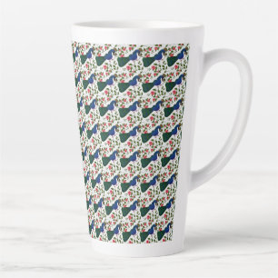 Süßes Vogel-Blumenmuster   Farbiger blauer Vogel m Milchtasse
