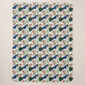 Süßes Vogel-Blumenmuster | Farbiger blauer Vogel m Sherpadecke (Vorderseite)