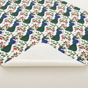 Süßes Vogel-Blumenmuster Farbiger blauer Vogel m Sherpadecke