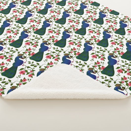 Süßes Vogel-Blumenmuster | Farbiger blauer Vogel m Sherpadecke (3/4)