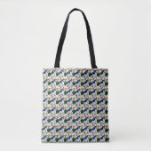 Süßes Vogel-Blumenmuster | Farbiger blauer Vogel m Tasche (Vorderseite)