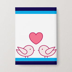 Süßes Vogel- und Herz-Liebesdesign Button