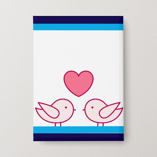 Süßes Vogel- und Herz-Liebesdesign Button (Vorderseite)