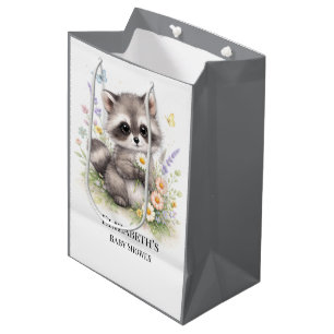 Süßes Wald-Baby-Waschbär-Babyshower-Mitgebsel Mittlere Geschenktüte