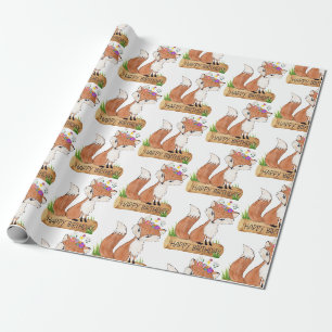 Süßes Wald-Fuchs-Geburtstagsmuster Geschenkpapier