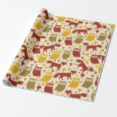Süßes Wald-Fuchs- und Eulen-Muster Geschenkpapier (Ungerollt)