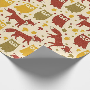 Süßes Wald-Fuchs- und Eulen-Muster Geschenkpapier