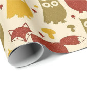 Süßes Wald-Fuchs- und Eulen-Muster Geschenkpapier (Rolleneckpunkt)