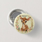 Süßes Wald Reh in einem Blumenkranz Button (Vorne & Hinten)