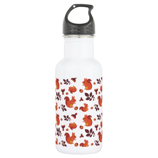 Süßes Waldhörnchen Herbstmuster Edelstahlflasche (Vorderseite)