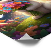 Süßes Waldkaninchen mit Blumenstrauß Poster (Ecke)