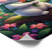 Süßes Waldkaninchen mit Rucksack Poster (Ecke)