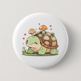 Süßes Waldschildkröten-Cottagecore-Kawaii-Design Button