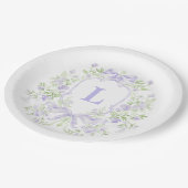 Süßes Wappen mit Lavendel | Brautparty Pappteller (Schrägansicht)