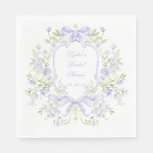 Süßes Wappen mit Lavendel | Brautparty Serviette (Vorderseite)