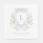 Süßes Wappen mit Lavendelbogen Monogramm Brautpart Serviette (Vorderseite)