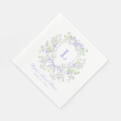 Süßes Wappen mit Lavendelbogen Monogramm Brautpart Serviette (Ecke)