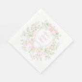 Süßes Wappen mit rosa Bogen | Monogramm-Brautparty Serviette (Ecke)
