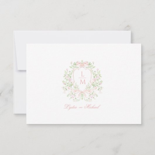 Süßes Wappen mit rosa Rosa Details Dankeskarte (Rückseite)