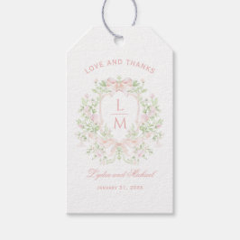 Süßes Wappen mit rosafarbenen Bogen | Monogramm-Ho Geschenkanhänger