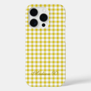 Süßes warmes gelbes Gingham-Muster iPhone 16 Pro Hülle