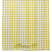 Süßes warmes gelbes Gingham-Muster Duschvorhang (Vorderseite)