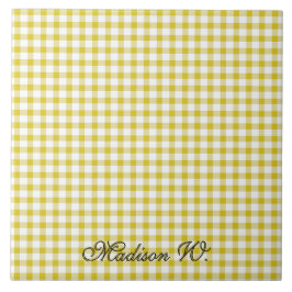 Süßes warmes gelbes Gingham-Muster Fliese