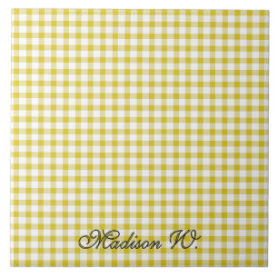 Süßes warmes gelbes Gingham-Muster Fliese