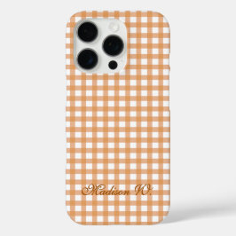 Süßes warmes orangefarbenes Gingham-Muster iPhone 16 Pro Hülle