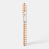 Süßes warmes orangefarbenes Gingham-Muster iPhone Hülle (Linke Seite)