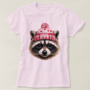 Süßes Waschbär-Valentinsdesign — Cozy Gestrickter T-Shirt