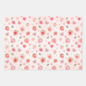 Süßes Wasser Erdbeeren Herz und Ribbons Geschenkpapier Set (Vorderseite)