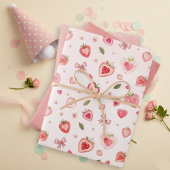 Süßes Wasser Erdbeeren Herz und Ribbons Geschenkpapier Set
