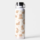 Süßes Wasserfarb-Hasen-und-Blumen-Muster Trinkflasche (Rückseite)