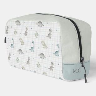 Süßes Wasserfarbe-Dinosaurier-Gingham-Muster Waschbeutel