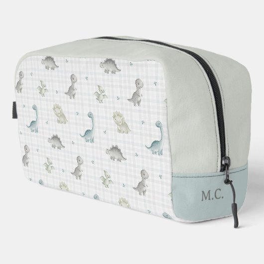 Süßes Wasserfarbe-Dinosaurier-Gingham-Muster Waschbeutel (Rechte Ecke)