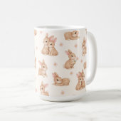Süßes Wasserfarbe-Hasen- und Blumenmuster Kaffeetasse (VorderseiteRechts)