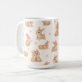 Süßes Wasserfarbe-Hasen- und Blumenmuster Kaffeetasse (Vorderseite Links)