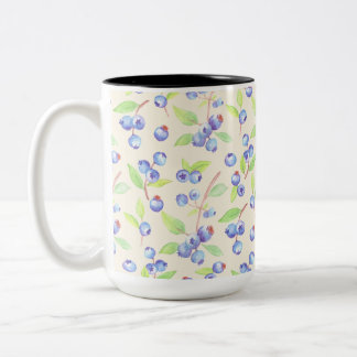 Süßes Wasserfarbe-Heidelbeer-Botanik-Muster Zweifarbige Tasse