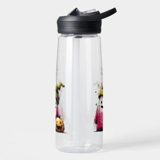 Süßes Wasserfarbe-Patchwork-Geister-Halloween Trinkflasche (Links)