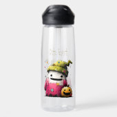Süßes Wasserfarbe-Patchwork-Geister-Halloween Trinkflasche (Rückseite)