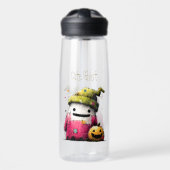 Süßes Wasserfarbe-Patchwork-Geister-Halloween Trinkflasche (Vorne)