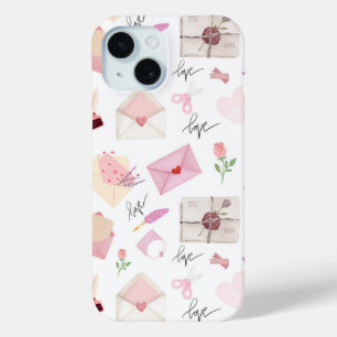 Süßes Wasserfarbe Rosa Liebesbriefe Nahtloses Must Case-Mate iPhone Hülle