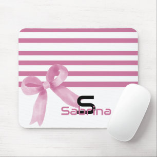Süßes Wasserfarbe Rosa Schleife Streifen Mauspad