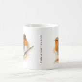 Süßes Wasserfarbe-Rotkehlchen-Vogel-Monogramm Kaffeetasse (Mittel)