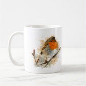 Süßes Wasserfarbe-Rotkehlchen-Vogel-Monogramm Kaffeetasse (Links)